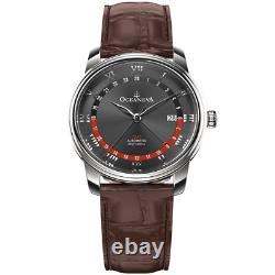 Oceaneva Men's OceanTrek GMT Automatic 200m Leather Black Watch OTBK200M34NH
