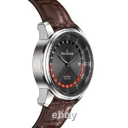 Oceaneva Men's OceanTrek GMT Automatic 200m Leather Black Watch OTBK200M34NH