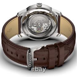 Oceaneva Men's OceanTrek GMT Automatic 200m Leather Black Watch OTBK200M34NH