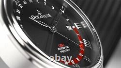 Oceaneva Men's OceanTrek GMT Automatic 200m Leather Black Watch OTBK200M34NH