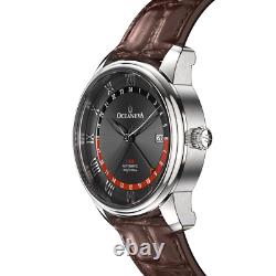 Oceaneva Men's OceanTrek GMT Automatic 200m Leather Black Watch OTBK200M34NH