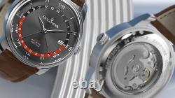 Oceaneva Men's OceanTrek GMT Automatic 200m Leather Black Watch OTBK200M34NH