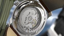 Oceaneva Men's OceanTrek GMT Automatic 200m Leather Black Watch OTBK200M34NH