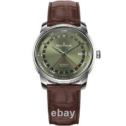 Oceaneva OceanTrek GMT Automatic Leather Olive Watch OTOD200M34NH-Brown Strap