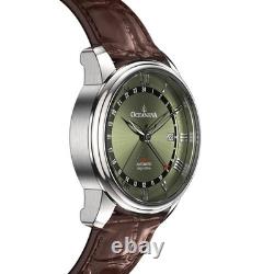Oceaneva OceanTrek GMT Automatic Leather Olive Watch OTOD200M34NH-Brown Strap