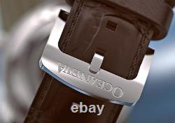 Oceaneva OceanTrek GMT Automatic Leather Olive Watch OTOD200M34NH-Brown Strap