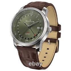 Oceaneva OceanTrek GMT Automatic Leather Olive Watch OTOD200M34NH-Brown Strap Oceaneva OceanTrek GMT Automatic Leather Olive Watch OTOD200M34NH-Brown Strap