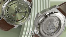 Oceaneva OceanTrek GMT Automatic Leather Olive Watch OTOD200M34NH-Brown Strap