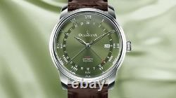 Oceaneva OceanTrek GMT Automatic Leather Olive Watch OTOD200M34NH-Brown Strap