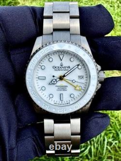 Oceaneva Titanium Deep Marine Explorer GMT 1250M All White Men's Watch