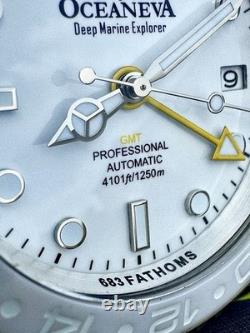 Oceaneva Titanium Deep Marine Explorer GMT 1250M All White Men's Watch