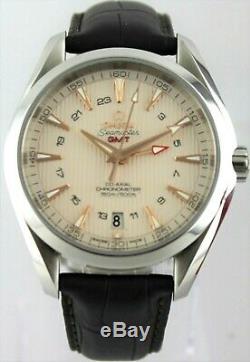 Omega Seamaster Aqua Terra Gmt 231.13.43.22.02.004 Co Axial Brown Leather Watch