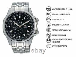 Orient Executive World Time GMT Automatic Sapphire Crystal Black Dial CEY04001B