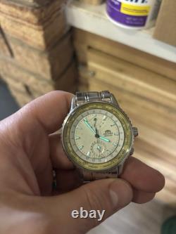 Orient Kingmaster World Time Auto Watch White Dial Runs Strong, Very Cool