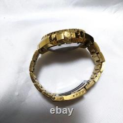 Orient World Time GMT Gold Dial Automatic Watch 45mm Rare Overseas Model