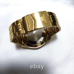 Orient World Time GMT Gold Dial Automatic Watch 45mm Rare Overseas Model