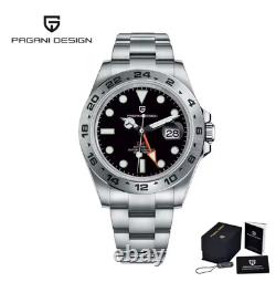 PAGANI DESIGN PD1682 Black Dial Automatic GMT Stainless Steel Luxury Watch NEW