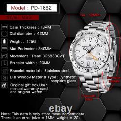 PAGANI DESIGN PD1682 Black Dial Automatic GMT Stainless Steel Luxury Watch NEW