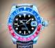 PEPSI SOLID TITANIUM Automatic GMT Sub Diver Retro dial Mod Watch 40mm SAPPHIRE