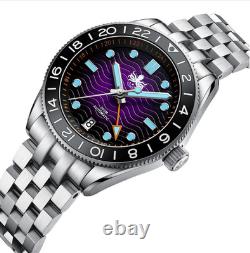 PHOIBOS WAVE MASTER GMT 200M Automatic Diver Watch PY049H Purple