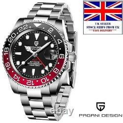 Pagani Design PD-1662 1662 Red-Black Bezel GMT Auto watch, 100m 3-LINK Bracelet