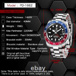 Pagani Design PD-1662 1662 Red-Black Bezel GMT Auto watch, 100m 3-LINK Bracelet