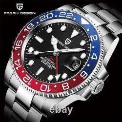 Pagani Design PD-1662 GMT Automatic Men's Watch Steel Jubilee V2 Pepsi