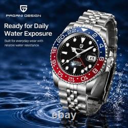 Pagani Design PD-1662 GMT Automatic Men's Watch Steel Jubilee V2 Pepsi