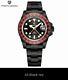 Pagani Design PD-1758 GMT World Timer S/Less Steel Black/Red Watch 40mm NH34