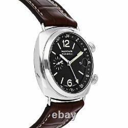 Panerai Radiomir GMT Auto 42mm Steel Mens Strap Watch Date PAM 184