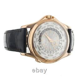Patek Phillippe World Time GMT Rose Gold Silver Dial Deployant 39.5MM 5130R