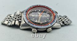 RARE ENICAR Sherpa Guide 600 GMT World Timer Black dial Auto Man's Watch / L007