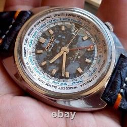 RARE SEIKO GMT WORLDTIME 6117 Navigator Timer Olympic Automatic Vintage Watch