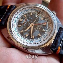 RARE SEIKO GMT WORLDTIME 6117 Navigator Timer Olympic Automatic Vintage Watch me