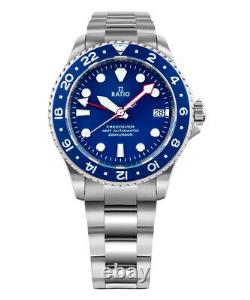 RATIO FreeDiver GMT Stainless Steel Blue Dial Automatic RTF053 200M Mens Watch