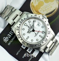 ROLEX 40mm Mens Stainless Steel Explorer II White Dial 16570 SANT BLANC