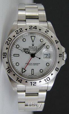 ROLEX Mens 40mm Stainless Steel Explorer II White Dial No Holes 16570 SANT BLANC