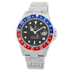 ROLEX Stainless Steel GMT Master II Pepsi Bezel 40mm 16710 Box Hang Tag MINTY
