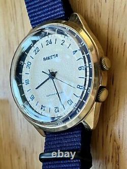 Raketa 24 Hour Polar vintage USSR worldtime GMT Watch For Explorer