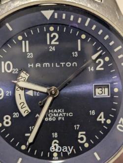 Rare Blue Dial Hamilton Khaki Navy GMT Automatic H776550 Men's Swiss Watch