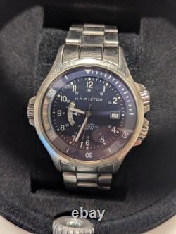 Rare Blue Dial Hamilton Khaki Navy GMT Automatic H776550 Men's Swiss Watch