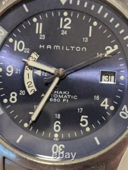 Rare Blue Dial Hamilton Khaki Navy GMT Automatic H776550 Men's Swiss Watch