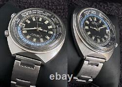 Rare Citizen 68-0516 World Time GMT Automatic Black Dial 1970s working great