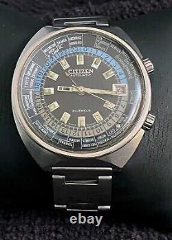 Rare Citizen 68-0516 World Time GMT Automatic Black Dial 1970s working great
