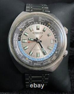 Rare Citizen 68-0516 World Time GMT Automatic Silver Dial 1970s working great