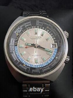 Rare Citizen 68-0516 World Time GMT Automatic Silver Dial 1970s working great