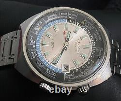 Rare Citizen 68-0516 World Time GMT Automatic Silver Dial 1970s working great