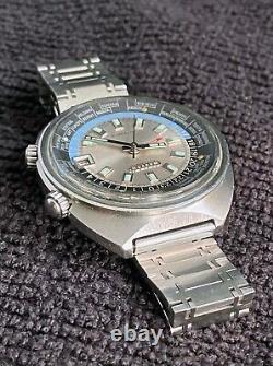Rare Citizen 68-0516 World Time GMT Automatic Silver Dial 1970s working great