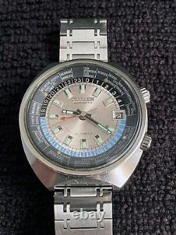 Rare Citizen 68-0516 World Time GMT Automatic Silver Dial 1970s working great