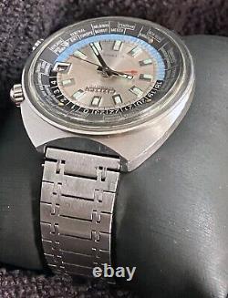 Rare Citizen 68-0516 World Time GMT Automatic Silver Dial 1970s working great